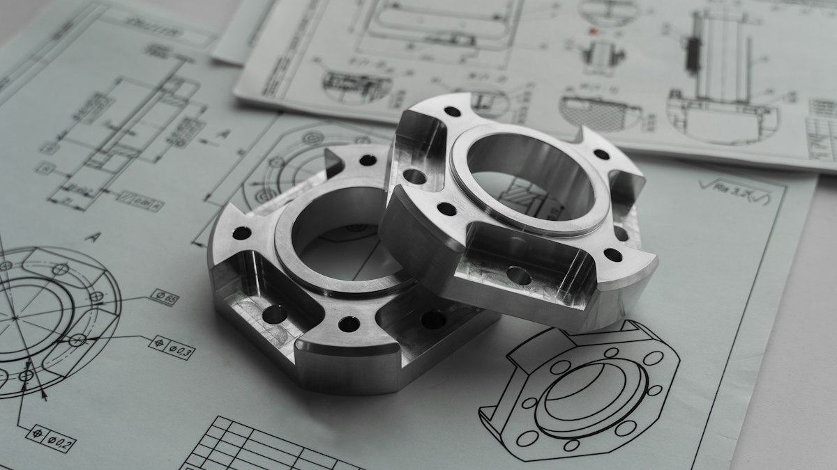 Componentes mecánicos sobre planos de ingeniería en Guadalajara, imagen ilustrativa